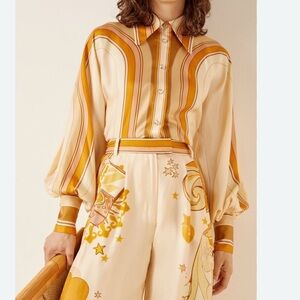 Zimmermann Tempo Poet Printed Silk Shirt in Sz 4